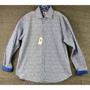 Society of Threads Long Sleeve Button Up Men's‎ Large White/Blue Floral NWT